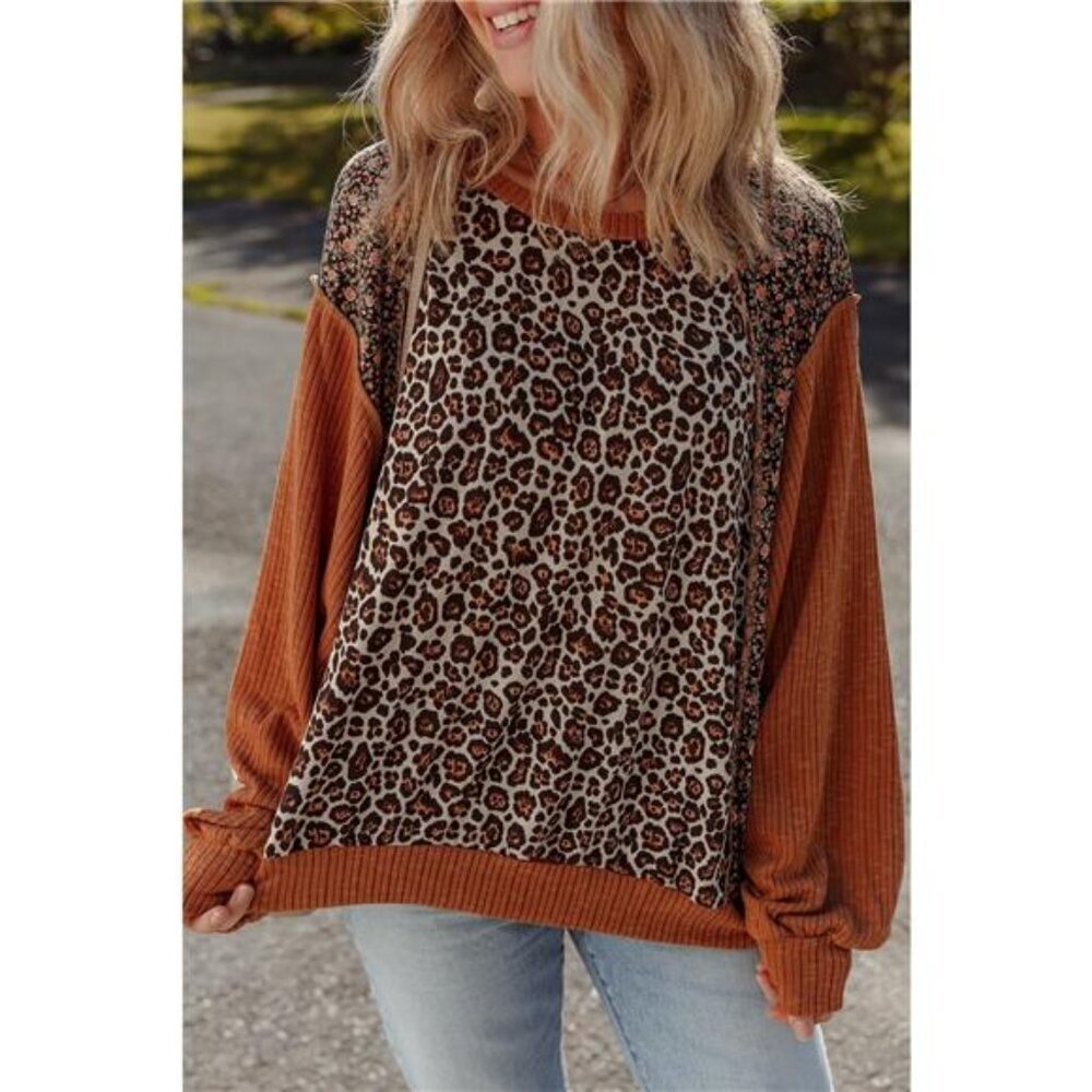 Leopard Print Long Sleeve Sweatshirt